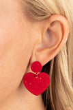 Just a Little Crush - Red Heart Earrings Paparazzi Accessories