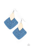 Sabbatical WEAVE Blue Wooden Earrings Paparazzi Accessories