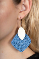 Sabbatical WEAVE Blue Wooden Earrings Paparazzi Accessories