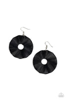 Fan the Breeze - Black Fan Earrings Paparazzi Accessories