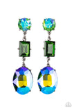 Extra Envious - Green Emerald Blue  Earrings Paparazzi