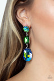 Extra Envious - Green Emerald Blue  Earrings Paparazzi