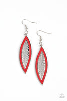 Leather Lagoon Red Leaf Earrings Paparazzi Accessories