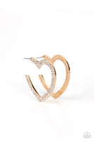 AMORE to Love Gold Heart Hoop Earrings Paparazzi Accessories