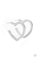 AMORE to Love - White Bling Heart Earrings Paparazzi Accessories