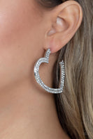 AMORE to Love - White Bling Heart Earrings Paparazzi Accessories