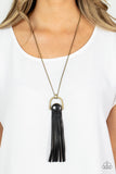 Winslow Wanderer Brass Black Leather Necklace Paparazzi