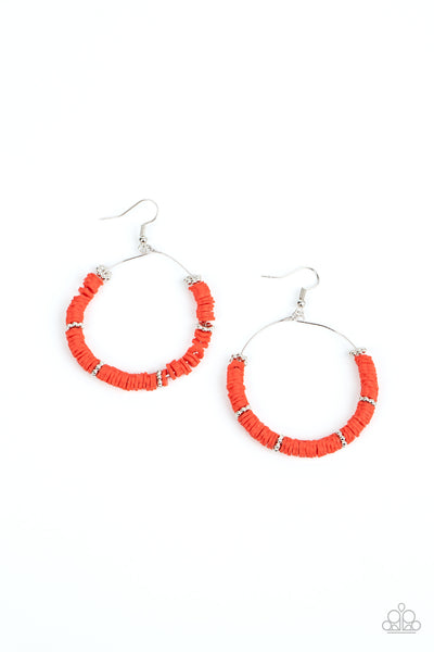 Loudly Layered Red Seed Bead Earrings Paparazzi Accessories