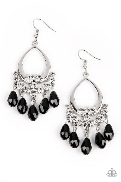 Famous Fashionista Black Bling Earrings Paparazzi Accessories