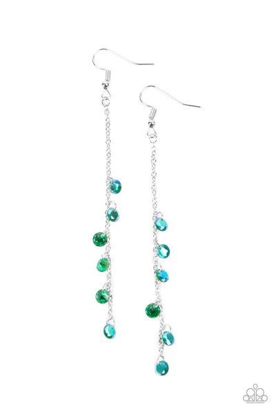 Extended Eloquence Green Blue Earrings Paparazzi Accessories