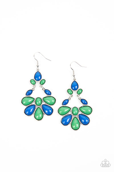 Colorfully Canopy Multi Blue Green Earrings Paparazzi