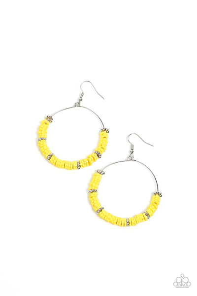 Loudly Layered Yellow Floral Earrings Paparazzi Accessories