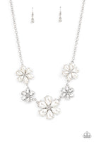 Fiercely Flowering - White Pearl Necklace Paparazzi Accessories