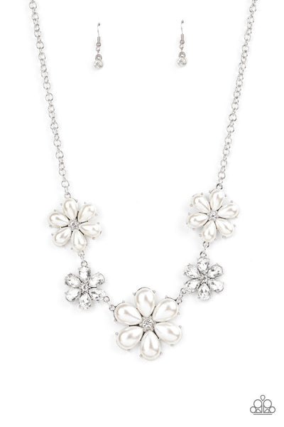 Fiercely Flowering - White Pearl Necklace Paparazzi Accessories