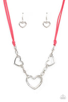 Fashionable Flirt Pink Suede Heart Necklace Paparazzi Accessories