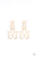 Flamboyant Flutter Gold Butterfly Earrings Paparazzi Accessories