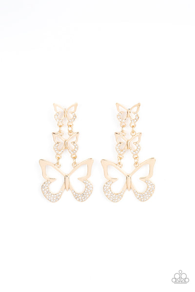 Flamboyant Flutter Gold Butterfly Earrings Paparazzi Accessories