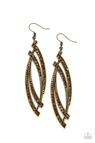 Twinkle for Two Brass Rhinestone Earrings Paparazzi Accessories