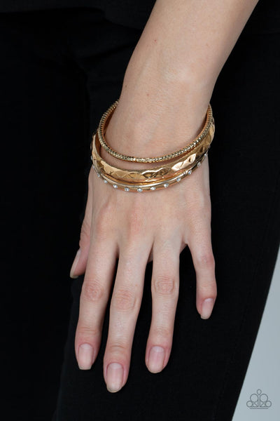 Confidently Curvaceous - Gold Bangle Bracelets Paparazzi Accessories