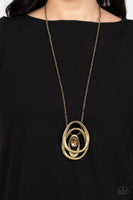 Luminous Labyrinth Brass Long Bling Necklace Paparazzi