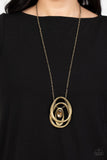 Luminous Labyrinth Brass Long Bling Necklace Paparazzi