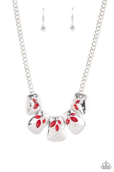 Jubilee Jingle Red Rhinestone Necklace Paparazzi Accessories