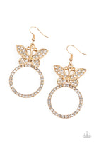 Paradise Found  Bling Butterfly Earrings Gold Paparazzi Accessories