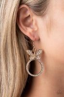 Paradise Found  Bling Butterfly Earrings Gold Paparazzi Accessories