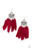 Plume Paradise Red Feather Earrings Paparazzi Accessories