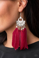 Plume Paradise Red Feather Earrings Paparazzi Accessories