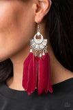Plume Paradise Red Feather Earrings Paparazzi Accessories