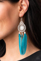 Pretty in PLUMES Blue Feather Earrings Paparazzi Accessories