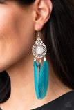 Pretty in PLUMES Blue Feather Earrings Paparazzi Accessories