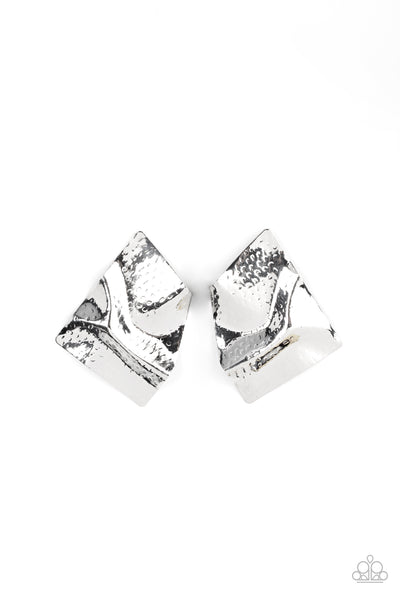 Modern Maverick Silver Big Silver Earrings Paparazzi Accessories