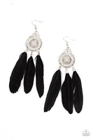 Pretty in PLUMES Black Feather Earrings Paparazzi Accessories
