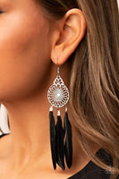 Pretty in PLUMES Black Feather Earrings Paparazzi Accessories