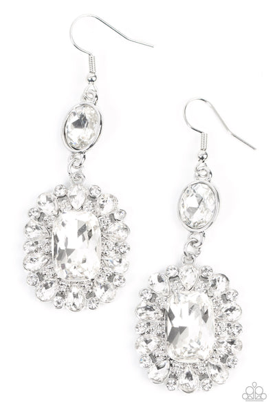 Capriciously Cosmopolitan White Rhinestone Earrings Paparazzi