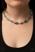 Prismatic Reinforcements - Green iridescent Blue Necklace Paparazzi Accessories