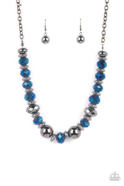 Interstellar Influencer Blue Metallic Necklace Paparazzi