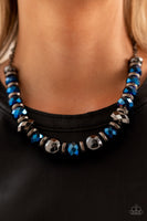 Interstellar Influencer Blue Metallic Necklace Paparazzi