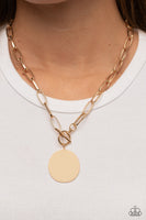 Tag Out Gold Disc Toggle Necklace Paparazzi Accessories
