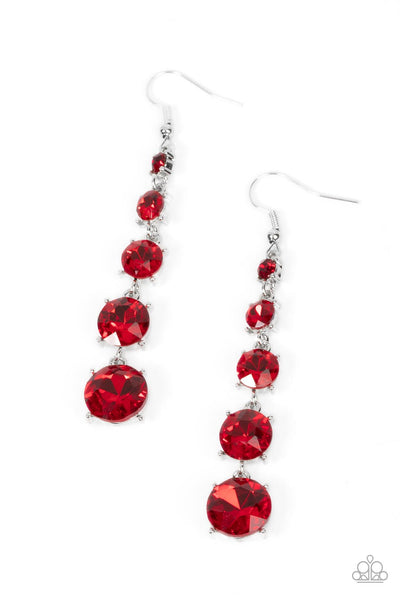 Red Carpet Charmer Red Rhinestone Earrings Paparazzi Accessories
