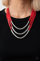 Mechanical Mania Red Cord Necklace Paparazzi Accessories