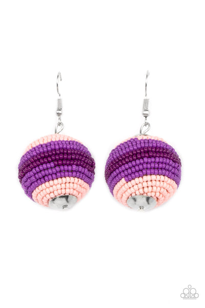 Zest Fest Purple Pink Seed Bead Earrings Paparazzi Accessories