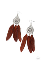 Pretty in PLUMES - Brown Feather Earrings Paparazzi Accessories