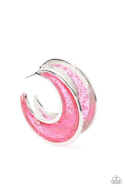 Charismatically Curvy Pink Hoop Earrings Paparazzi Accessories