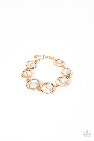 Date Night Drama Gold Bling Opal Bracelet Paparazzi Accessories