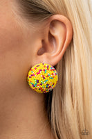 Kaleidoscope Sky Yellow Seed Bead Earrings Paparazzi Accessories