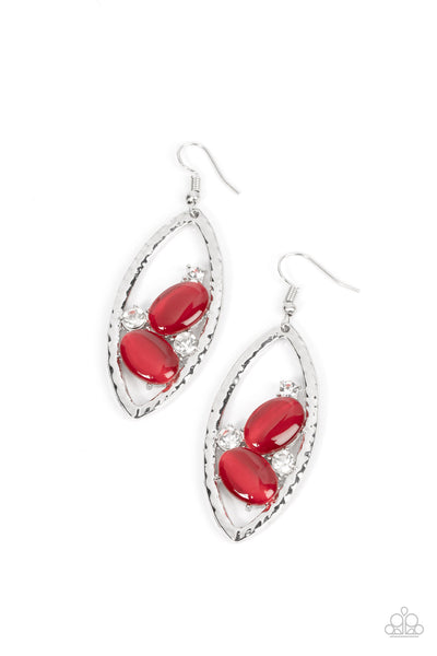 Famously Fashionable Red Bling Earrings Paparazzi Accessories