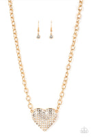 Heartbreakingly Blingy - Gold Bling Necklace Paparazzi Accessories